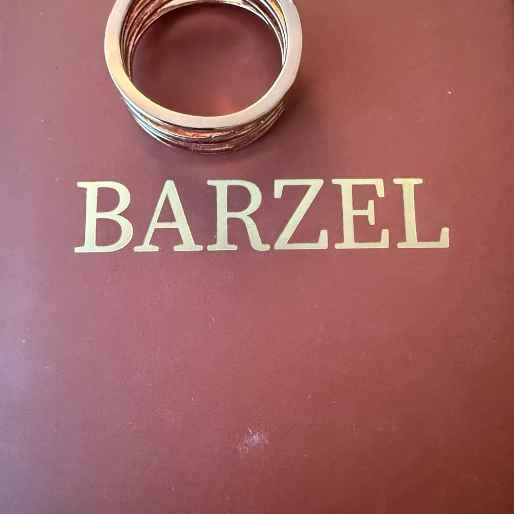 BARZEL Stacked Metallic Ring - Rose Gold